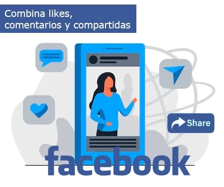 Combina likes, comentarios y compartidas