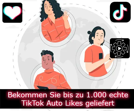 Bekommen Sie bis zu 1.000 echte TikTok Auto Likes geliefert