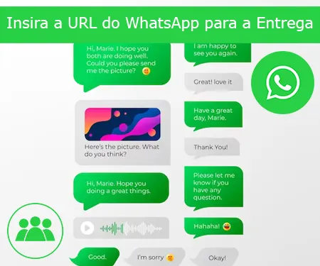Insira a URL do WhatsApp para a Entrega