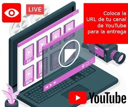 Coloca la URL de tu canal de YouTube para la entrega