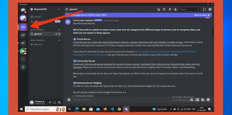 Öffne Discord und wähle deinen Server aus