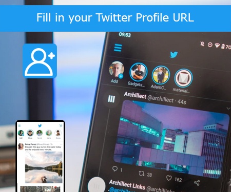 Fill in your Twitter Profile URL